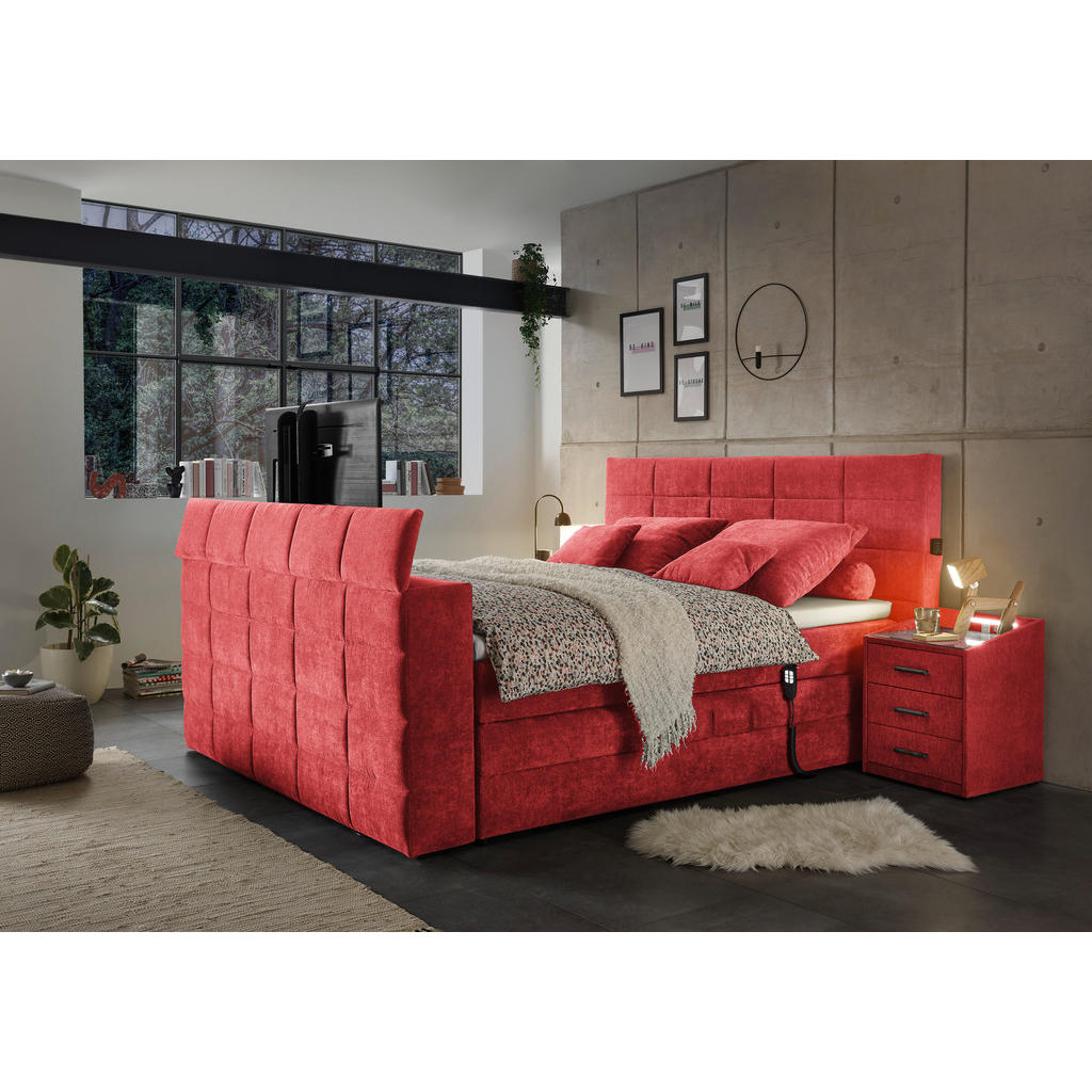 POSTELJA BOXSPRING 180 cm x 200 cm , tekstil rdeča - slika 6