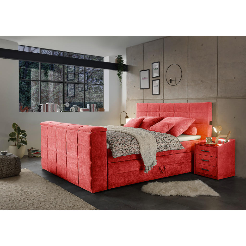 POSTELJA BOXSPRING 180 cm x 200 cm , tekstil rdeča - slika 2