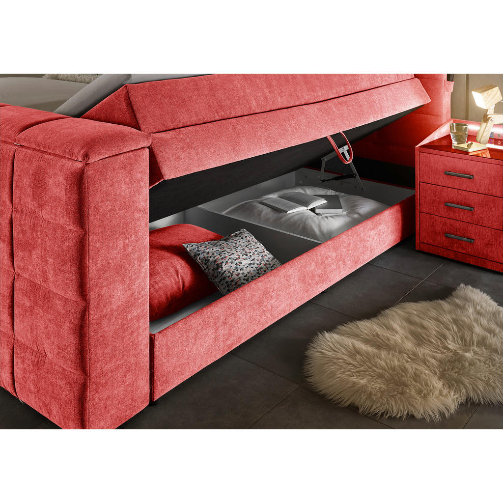 POSTELJA BOXSPRING 180 cm x 200 cm , tekstil rdeča - slika 3