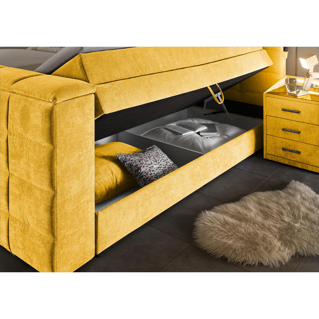 POSTELJA BOXSPRING 180 cm x 200 cm , tekstil rumena - slika 3