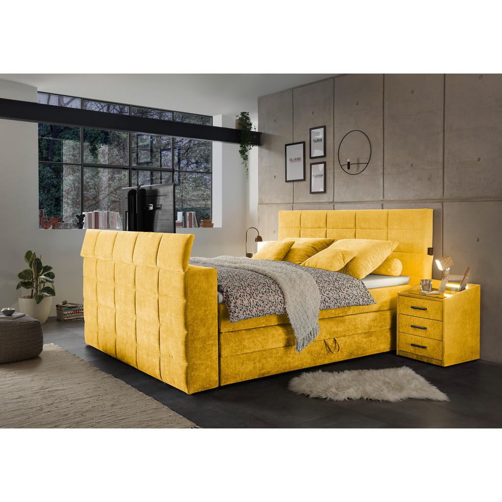 POSTELJA BOXSPRING 180 cm x 200 cm , tekstil rumena - slika 5