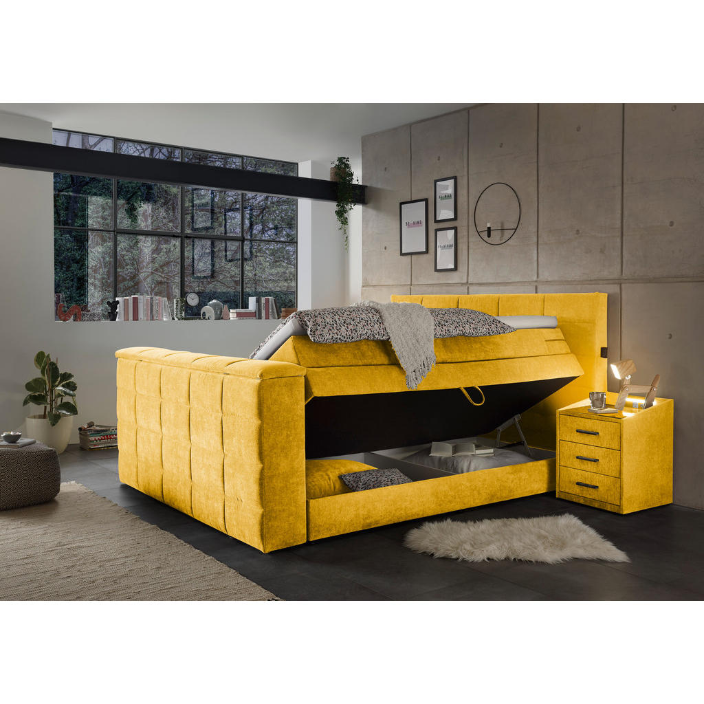 POSTELJA BOXSPRING 180 cm x 200 cm , tekstil rumena - slika 6