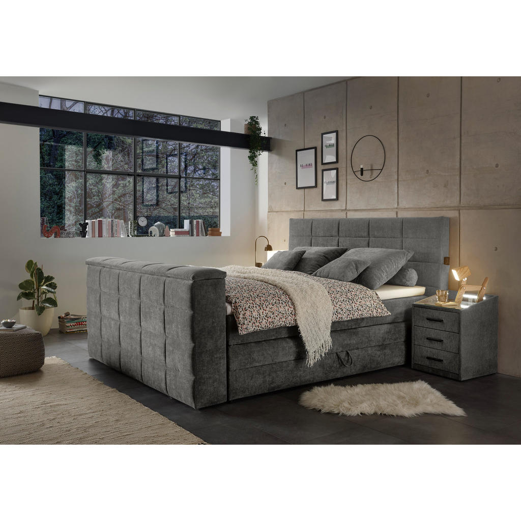 POSTELJA BOXSPRING 180 cm x 200 cm , tekstil siva - slika 2