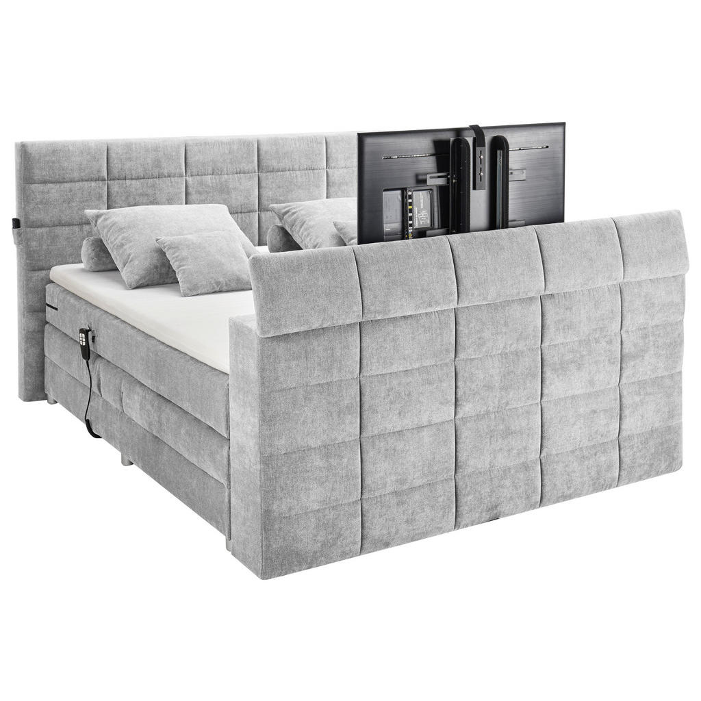 POSTELJA BOXSPRING 180 cm x 200 cm , tekstil srebrne barve - slika 5