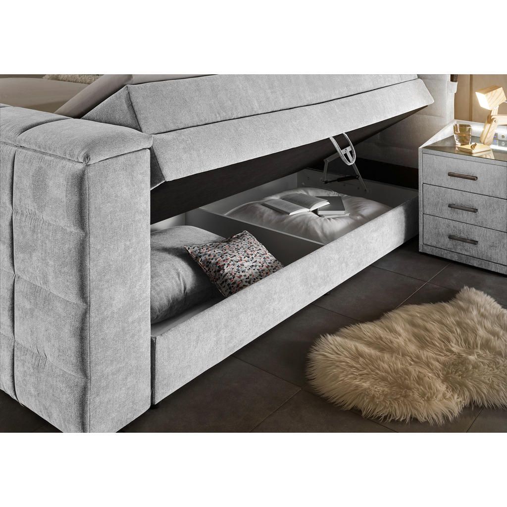 POSTELJA BOXSPRING 180 cm x 200 cm , tekstil srebrne barve - slika 3