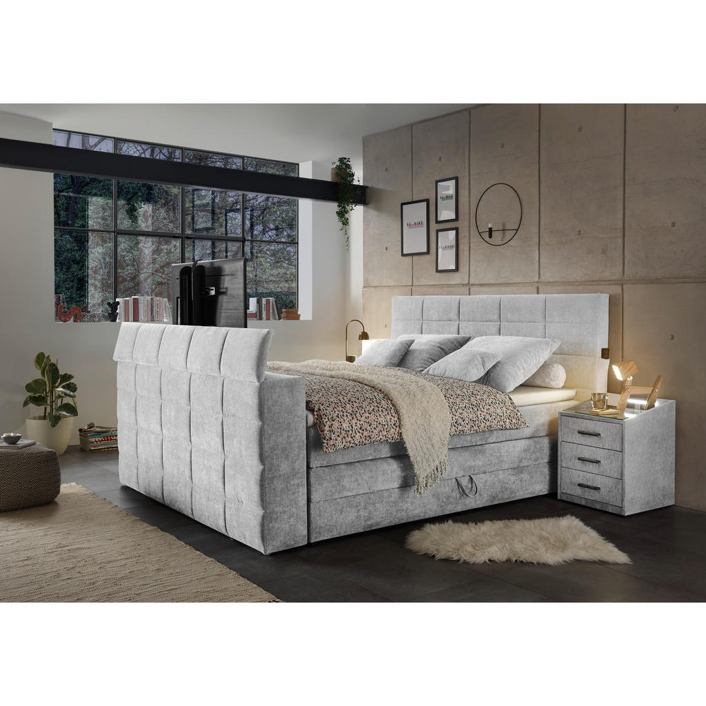 POSTELJA BOXSPRING 180 cm x 200 cm , tekstil srebrne barve - slika 5