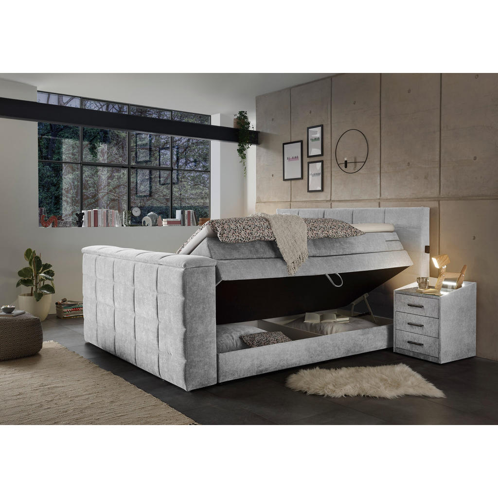 POSTELJA BOXSPRING 180 cm x 200 cm , tekstil srebrne barve - slika 6