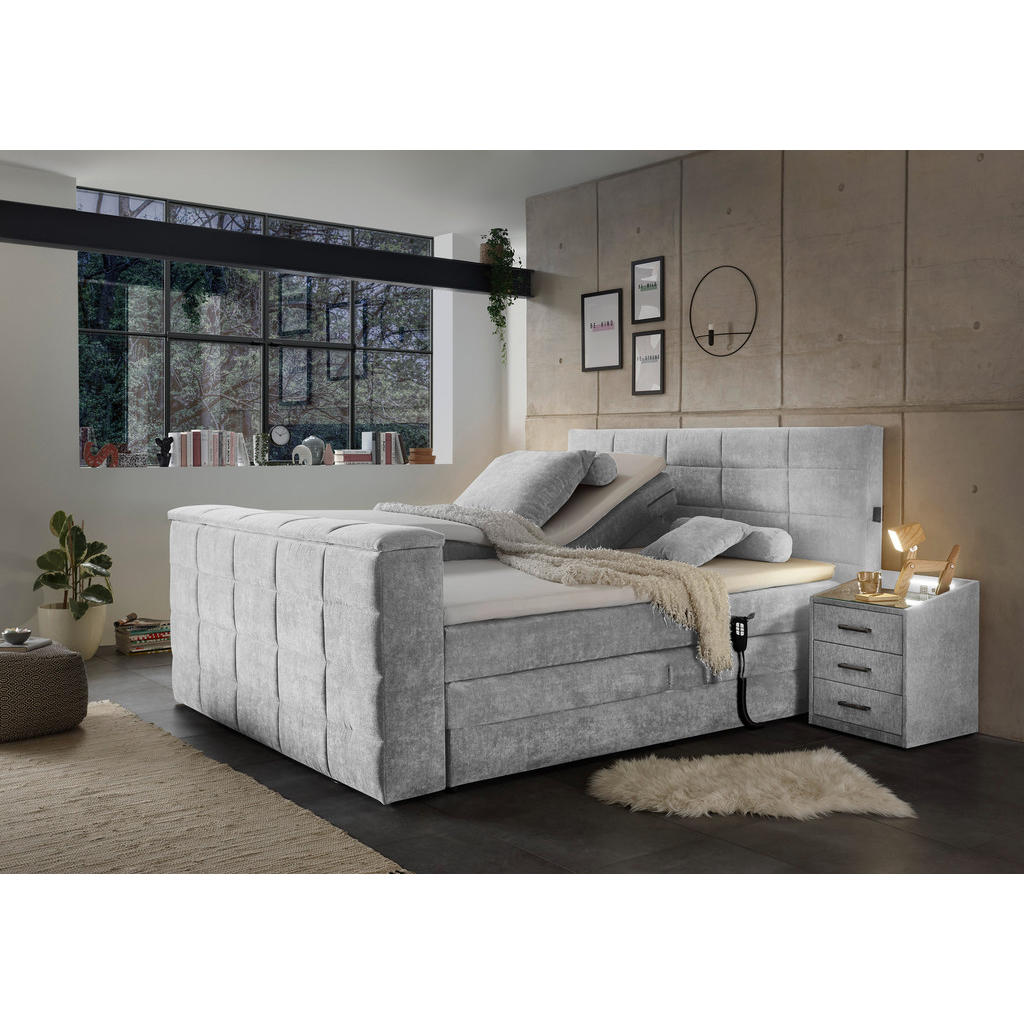 POSTELJA BOXSPRING 180 cm x 200 cm , tekstil srebrne barve - slika 2