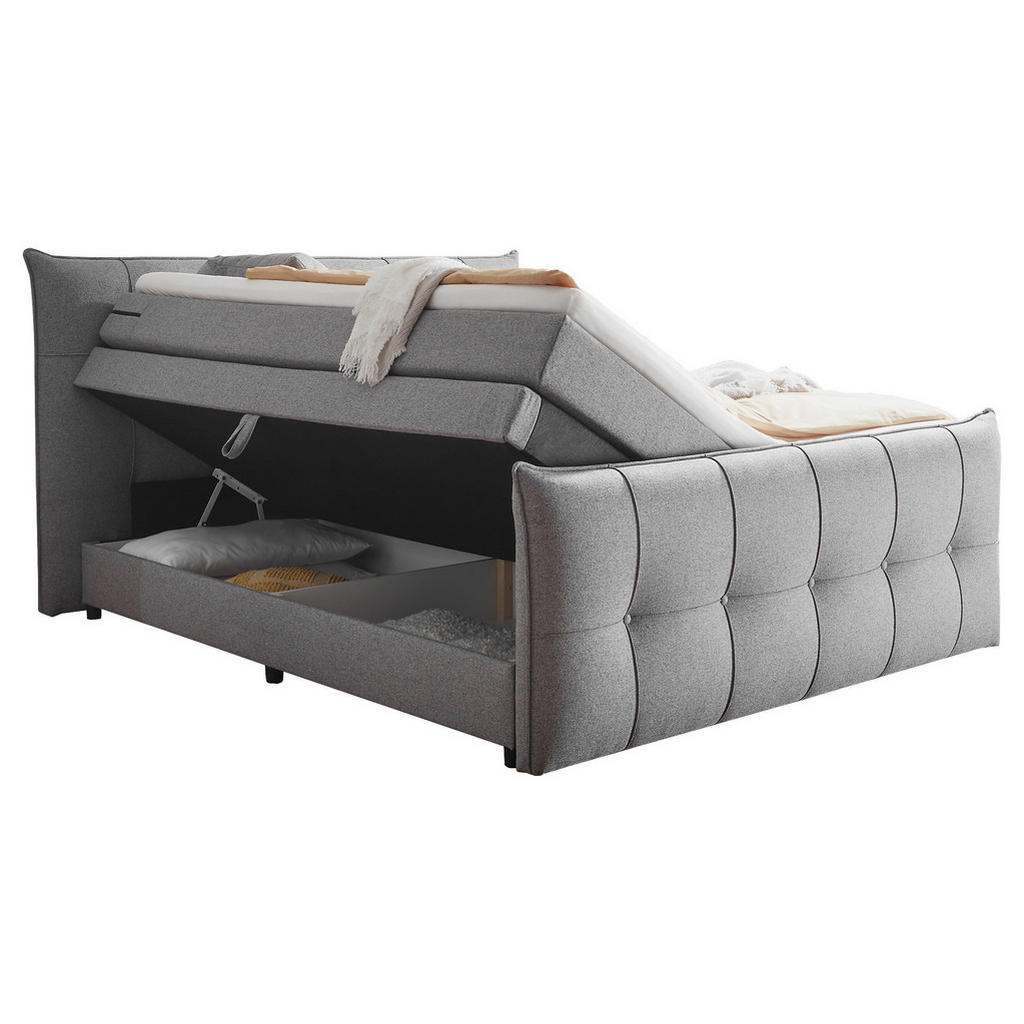 POSTELJA BOXSPRING 180 cm x 200 cm , tekstil, leseni material temno siva - slika 4