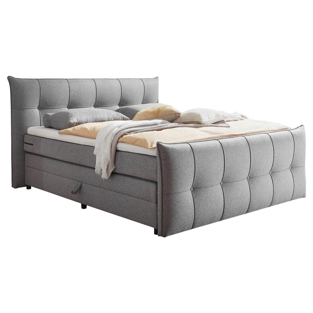 POSTELJA BOXSPRING 180 cm x 200 cm , tekstil, leseni material temno siva - slika 5