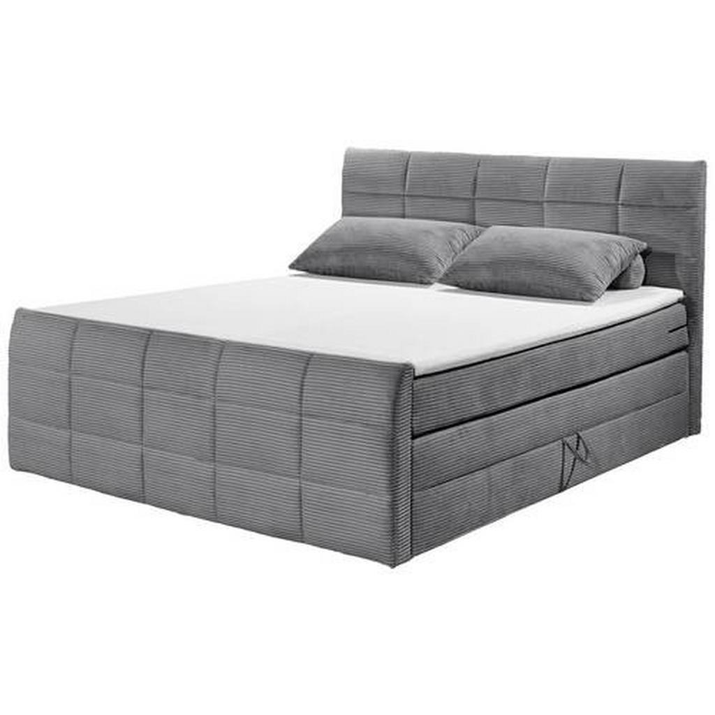 POSTELJA BOXSPRING 180 cm x 200 cm , tekstil, leseni material temno siva - slika 5