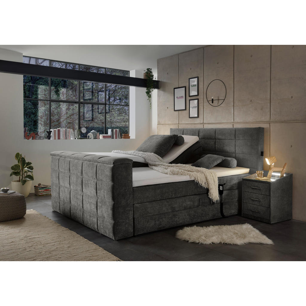 POSTELJA BOXSPRING 180 cm x 200 cm , tekstil temno siva - slika 2