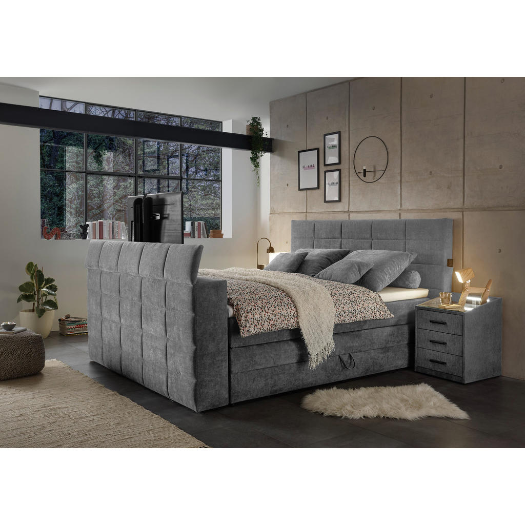 POSTELJA BOXSPRING 180 cm x 200 cm , tekstil temno siva - slika 5