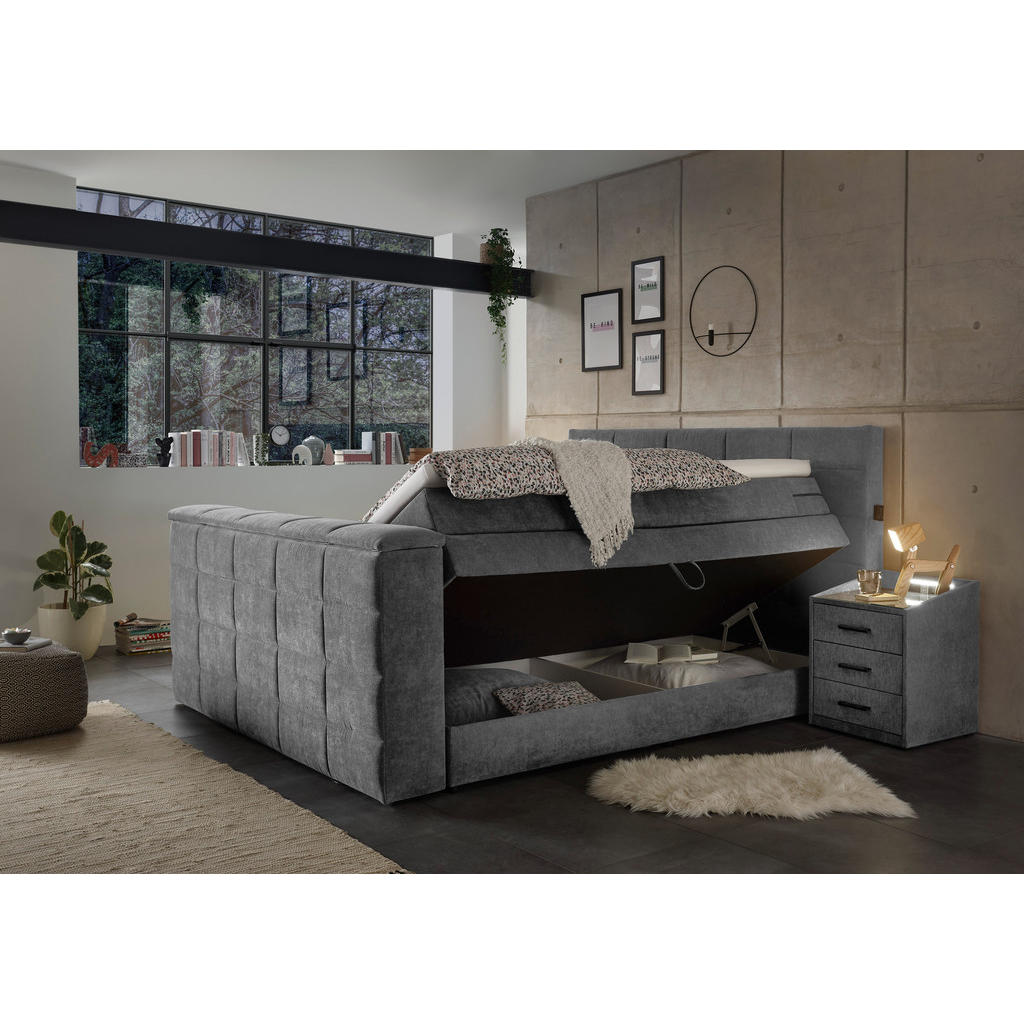 POSTELJA BOXSPRING 180 cm x 200 cm , tekstil temno siva - slika 6