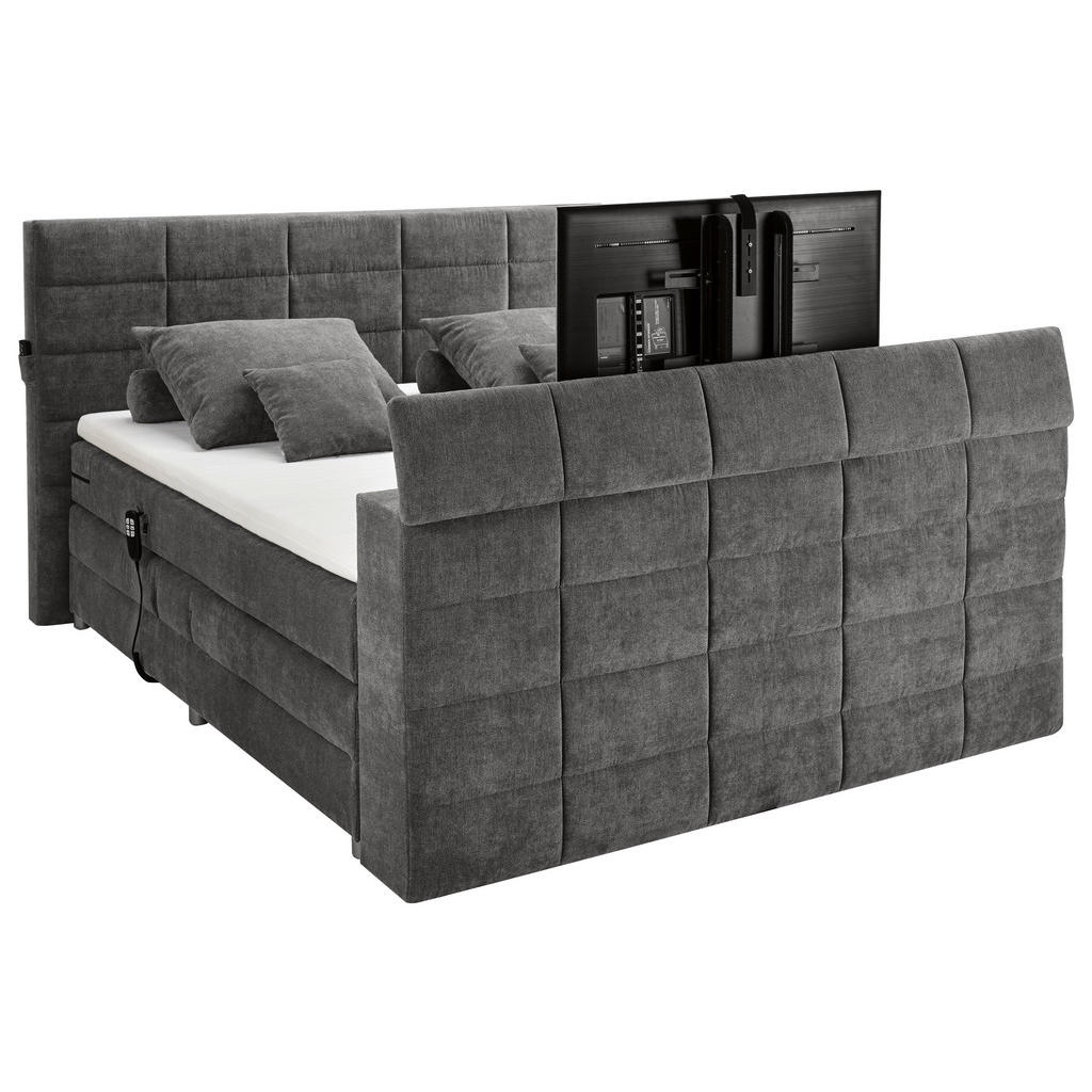 POSTELJA BOXSPRING 180 cm x 200 cm , tekstil temno siva - slika 4