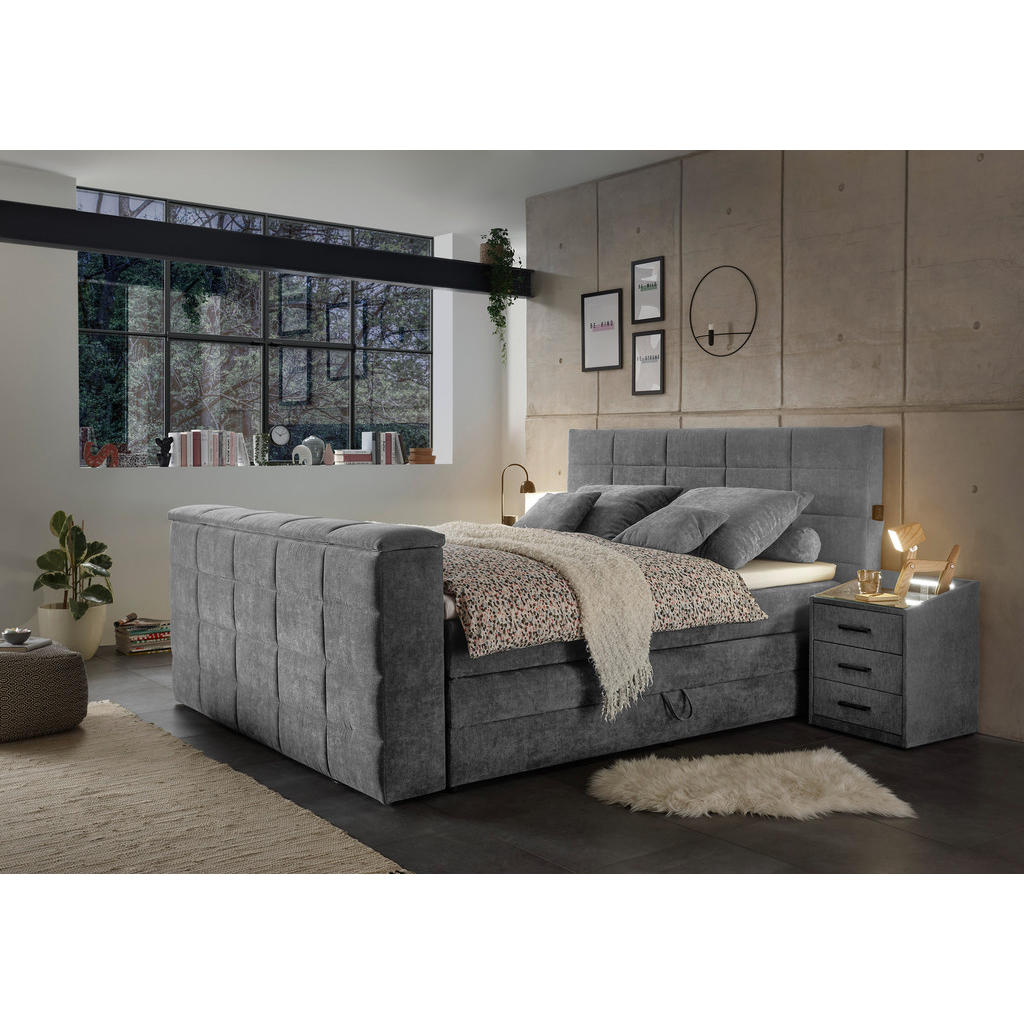 POSTELJA BOXSPRING 180 cm x 200 cm , tekstil temno siva - slika 2