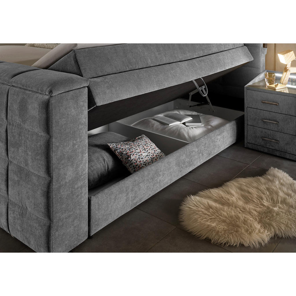 POSTELJA BOXSPRING 180 cm x 200 cm , tekstil temno siva - slika 3