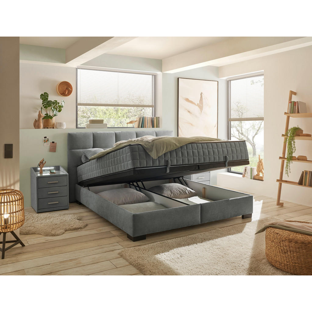 POSTELJA Z VZMETNICO 180 cm x 200 cm , tekstil, leseni material antracit - slika 4