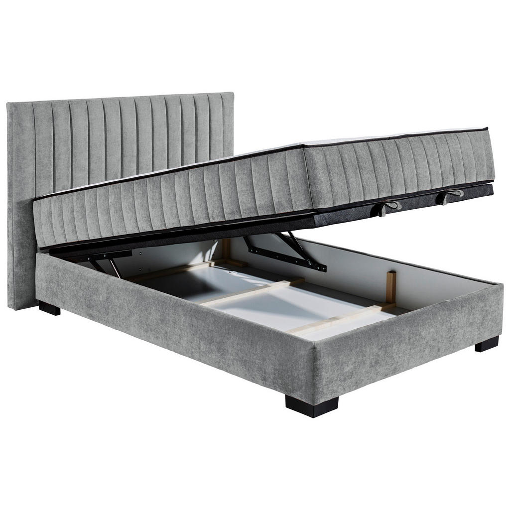 POSTELJA Z VZMETNICO 140 cm x 200 cm , tekstil, leseni material antracit - slika 5