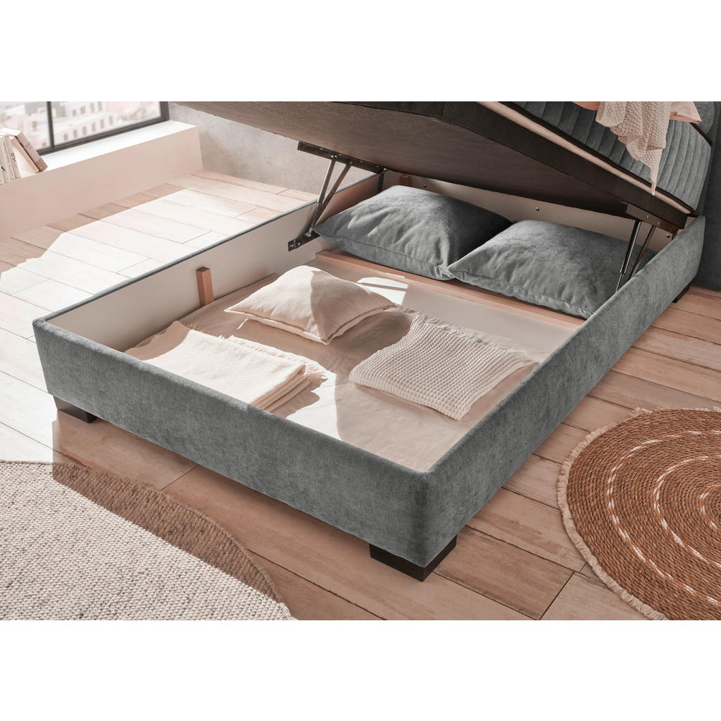 POSTELJA Z VZMETNICO 140 cm x 200 cm , tekstil, leseni material antracit - slika 6