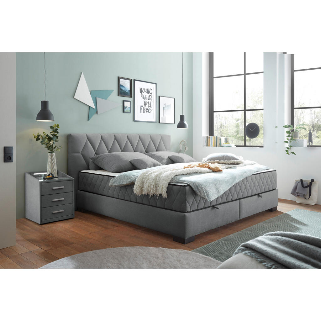 POSTELJA Z VZMETNICO 180 cm x 200 cm , tekstil, leseni material antracit - slika 2