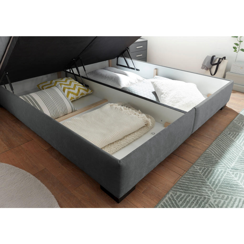 POSTELJA Z VZMETNICO 180 cm x 200 cm , tekstil, leseni material antracit - slika 6