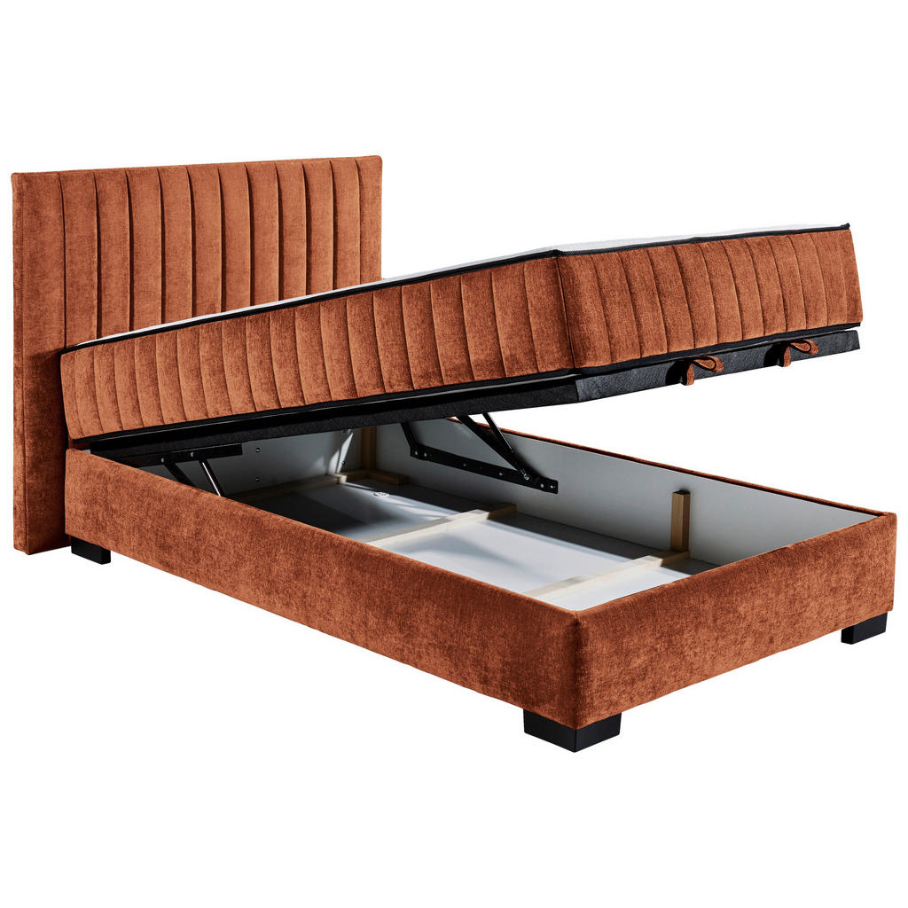 POSTELJA Z VZMETNICO 120 cm x 200 cm , tekstil, leseni material barve konjaka - slika 3