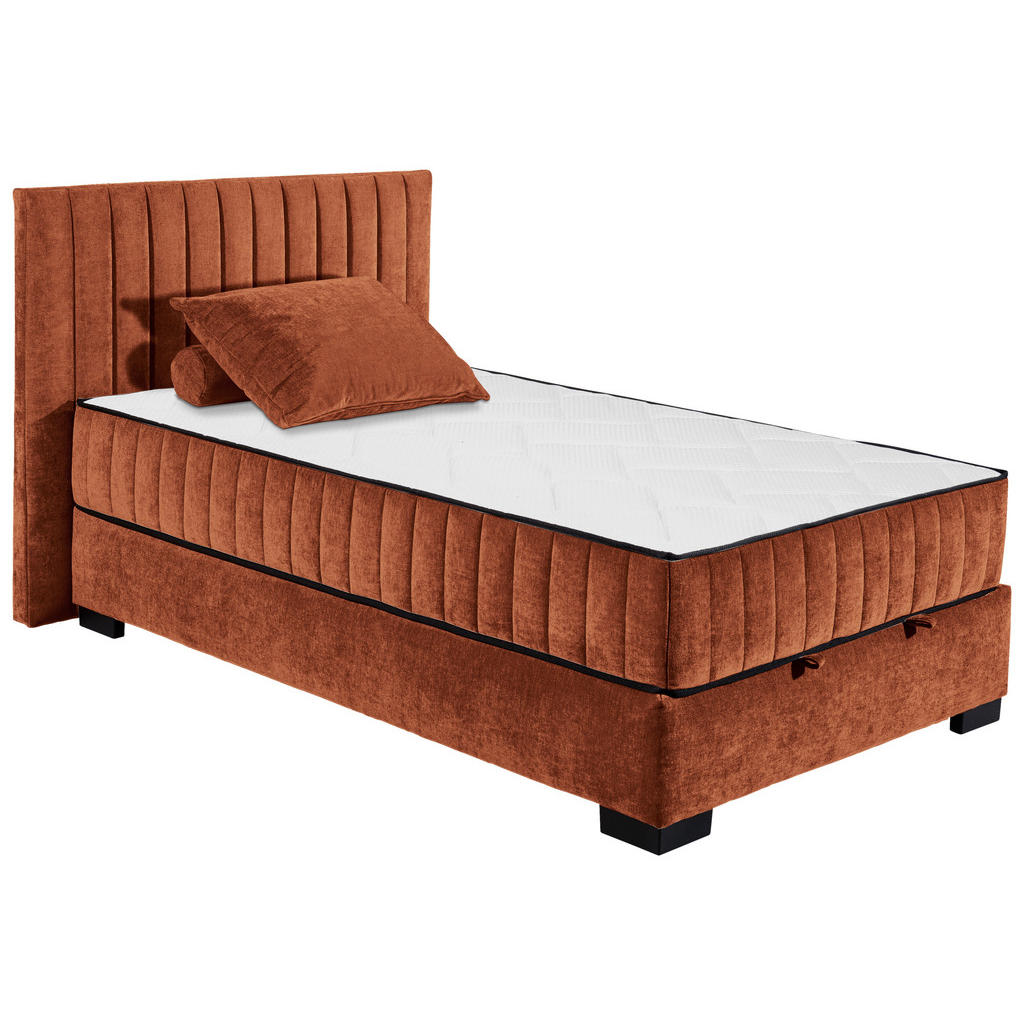 POSTELJA Z VZMETNICO 120 cm x 200 cm , tekstil, leseni material barve konjaka - slika 4