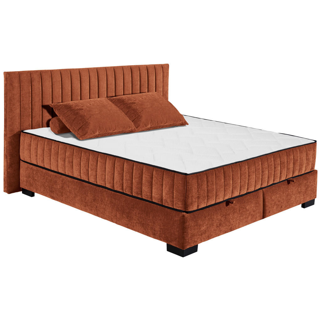 POSTELJA Z VZMETNICO 180 cm x 200 cm , tekstil, leseni material barve konjaka - slika 3