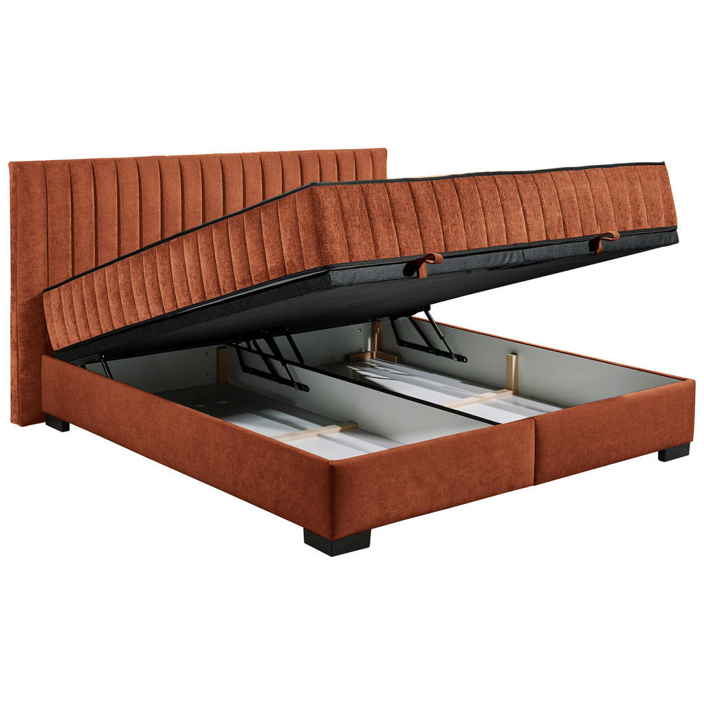 POSTELJA Z VZMETNICO 180 cm x 200 cm , tekstil, leseni material barve konjaka - slika 4