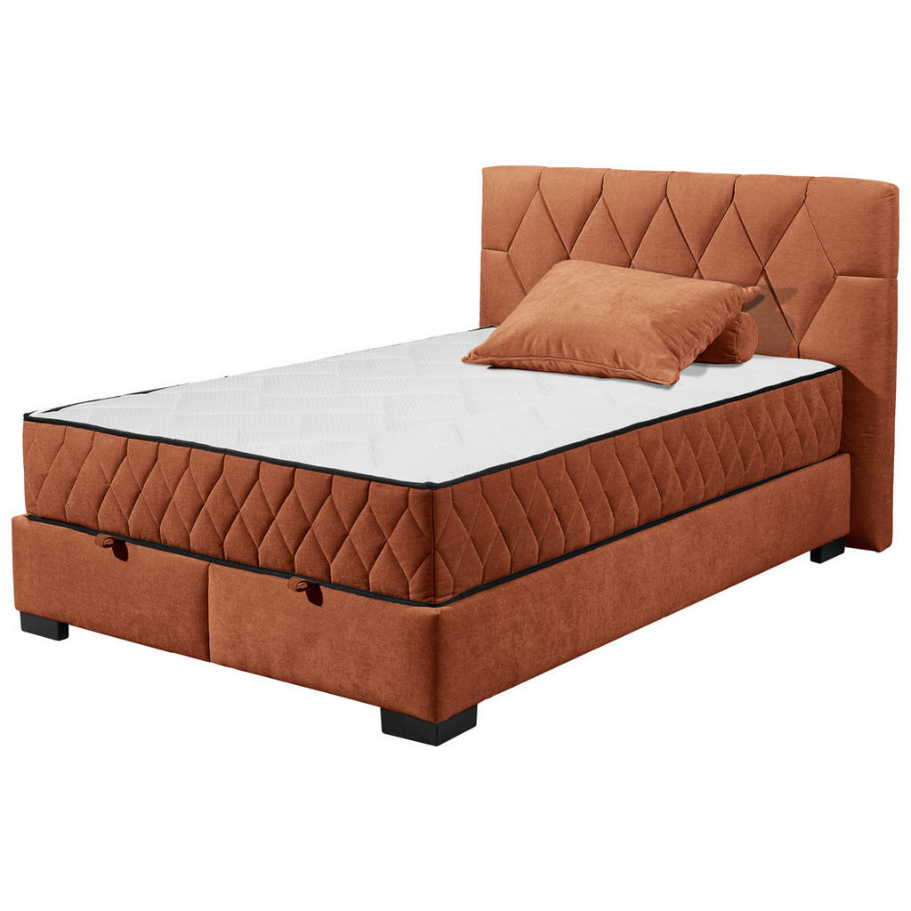 POSTELJA Z VZMETNICO 140 cm x 200 cm , tekstil, leseni material barve konjaka - slika 3