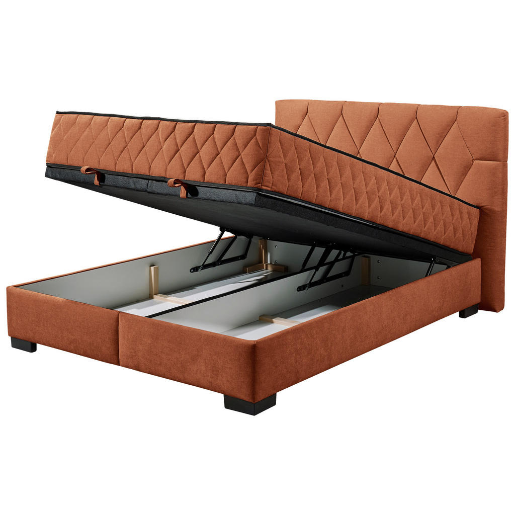 POSTELJA Z VZMETNICO 140 cm x 200 cm , tekstil, leseni material barve konjaka - slika 4