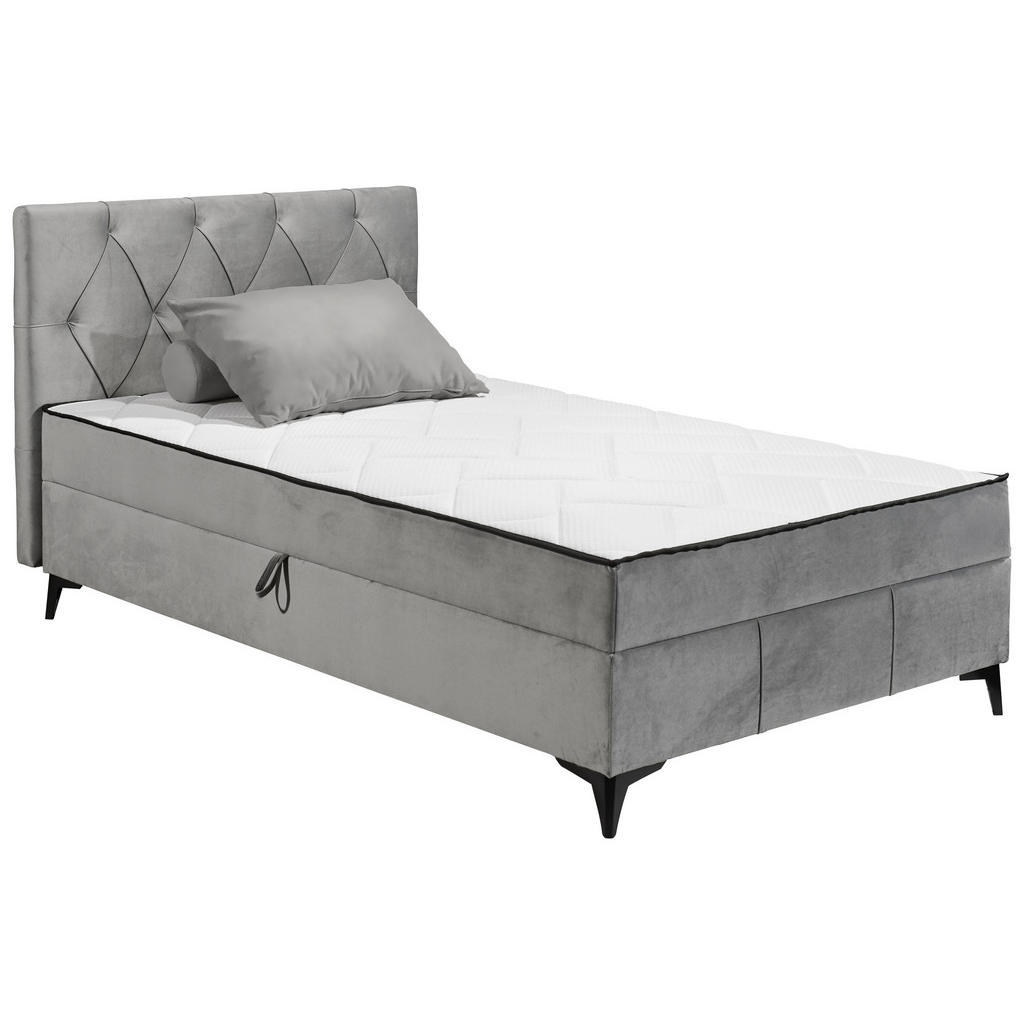 POSTELJA Z VZMETNICO 120 cm x 200 cm , tekstil, leseni material siva - slika 2