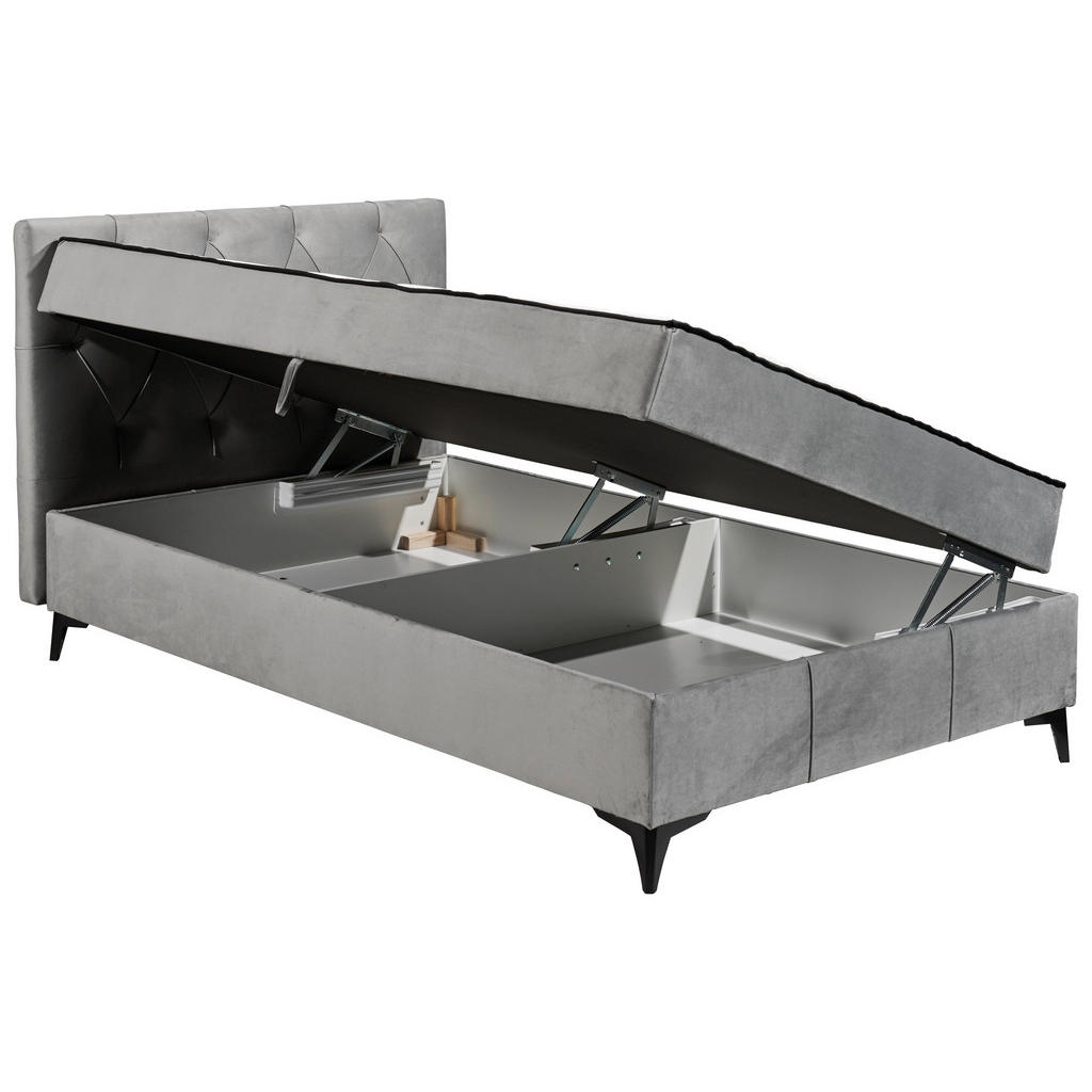 POSTELJA Z VZMETNICO 120 cm x 200 cm , tekstil, leseni material siva - slika 4