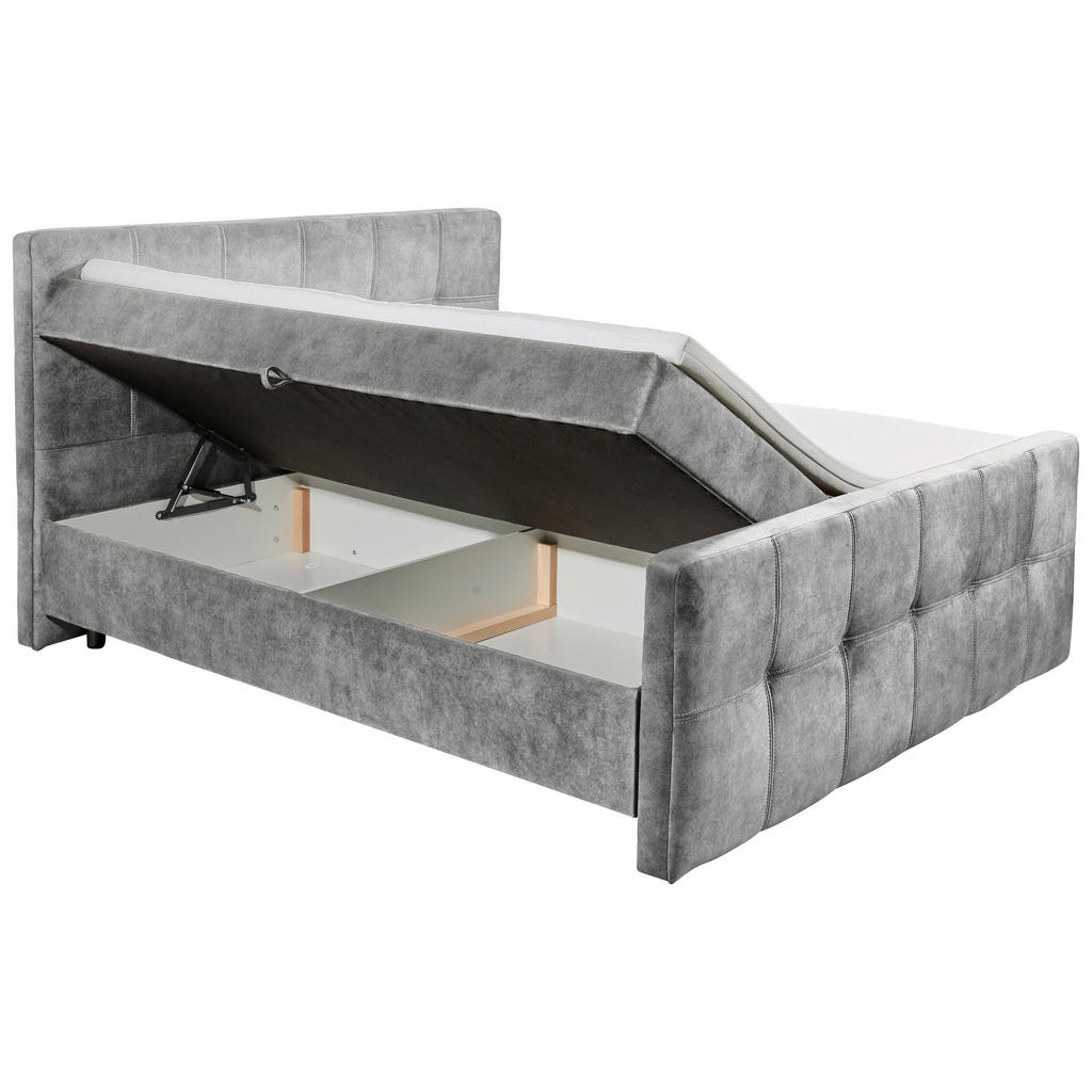 POSTELJA Z VZMETNICO 160 cm x 200 cm , tekstil, leseni material siva - slika 5