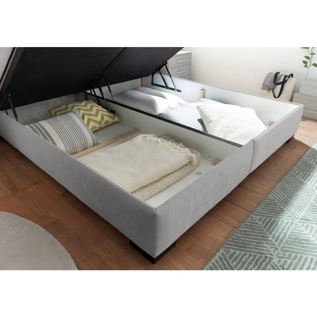 POSTELJA Z VZMETNICO 180 cm x 200 cm , tekstil, leseni material svetlo siva - slika 4
