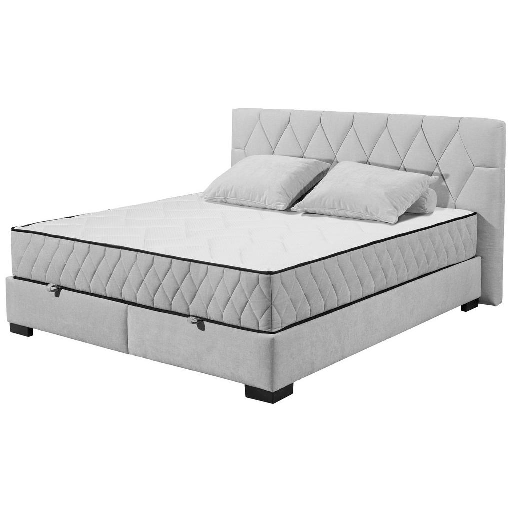 POSTELJA Z VZMETNICO 180 cm x 200 cm , tekstil, leseni material svetlo siva - slika 5