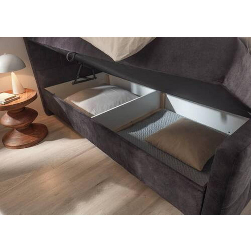 POSTELJA Z VZMETNICO 180 cm x 200 cm , tekstil, leseni material temno rjava - slika 3