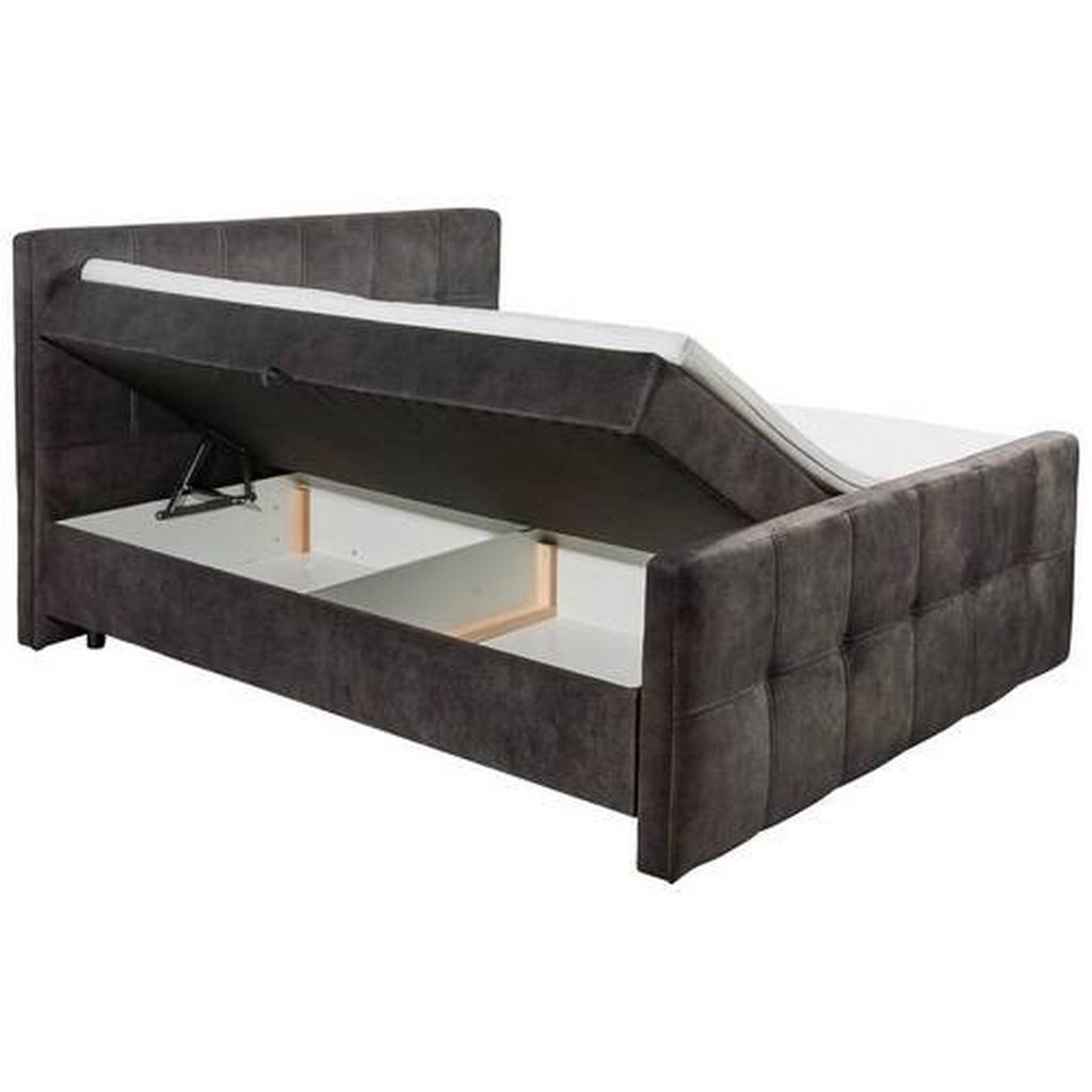 POSTELJA Z VZMETNICO 180 cm x 200 cm , tekstil, leseni material temno rjava - slika 6
