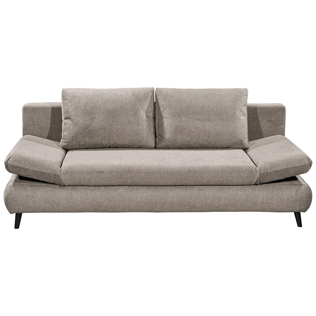 ZOFA S POSTELJNO FUNKCIJO, rjavosiva tekstil, leseni material