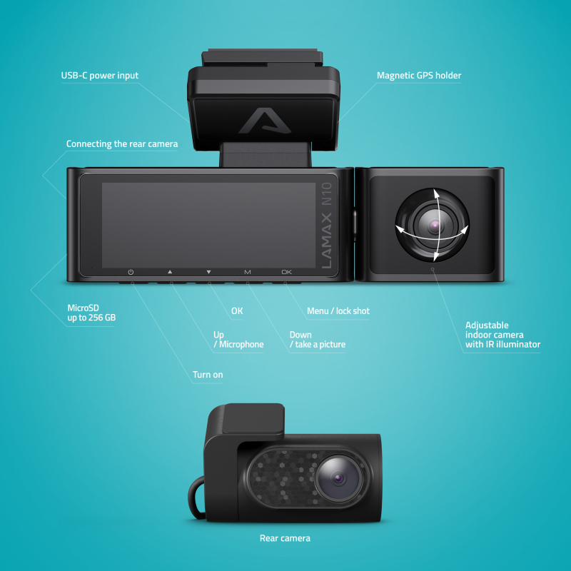 LAMAX N10 GPS 3in1 avto kamera - slika 4