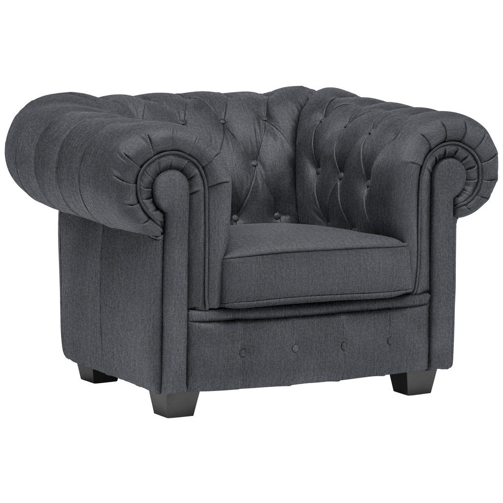 CHESTERFIELD FOTELJ, siva tekstil