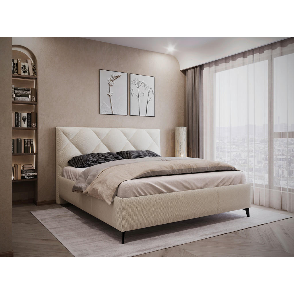 OBLAZINJENA POSTELJA 180 cm x 200 cm , tekstil rjavosiva