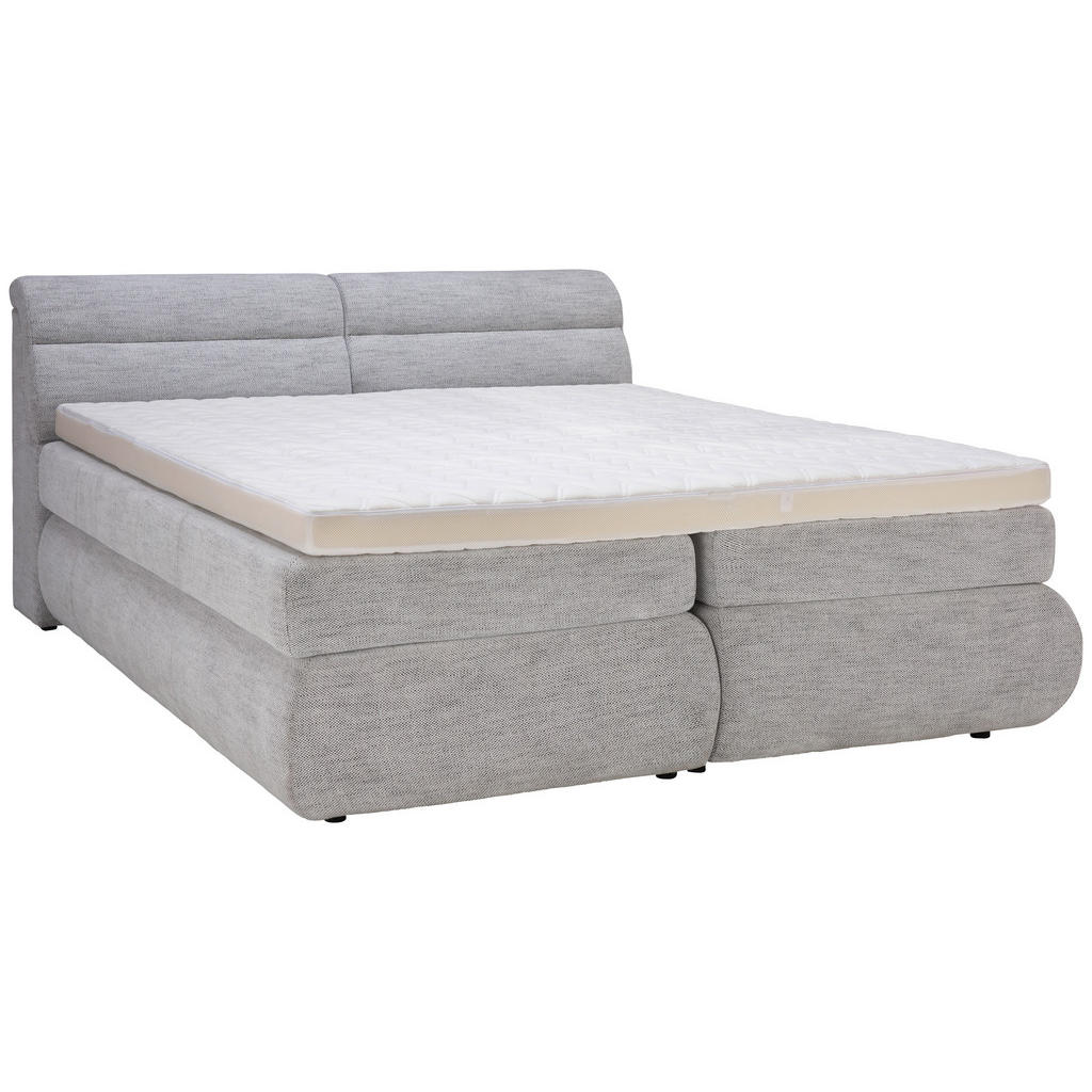 POSTELJA BOXSPRING 180 cm  x 200 cm , tekstil, leseni material siva, bela