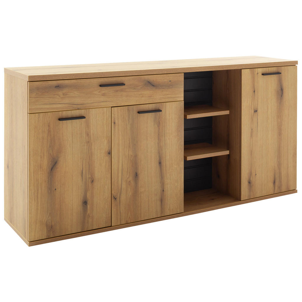 ŠIROKA KOMODA, siva, barve hrasta