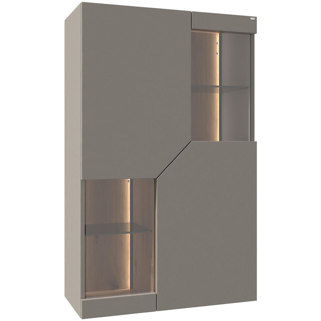 VISEČA VITRINA, delno masivno divji hrast siva, divji hrast