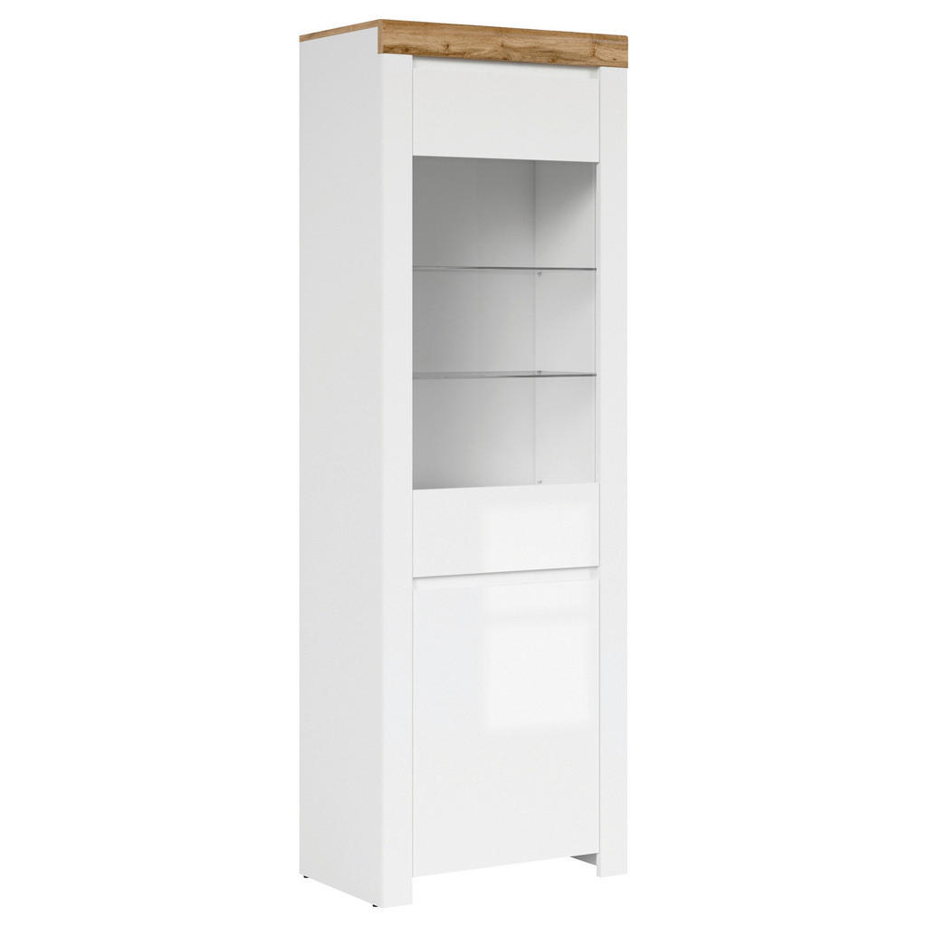 VITRINA, bela, hrast wotan, bela, visoki sijaj