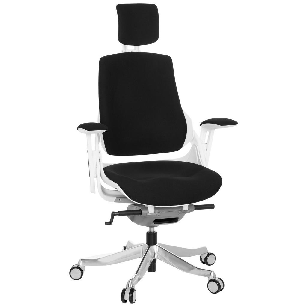 VRTLJIVI STOL umetna masa, tekstil črna, bela