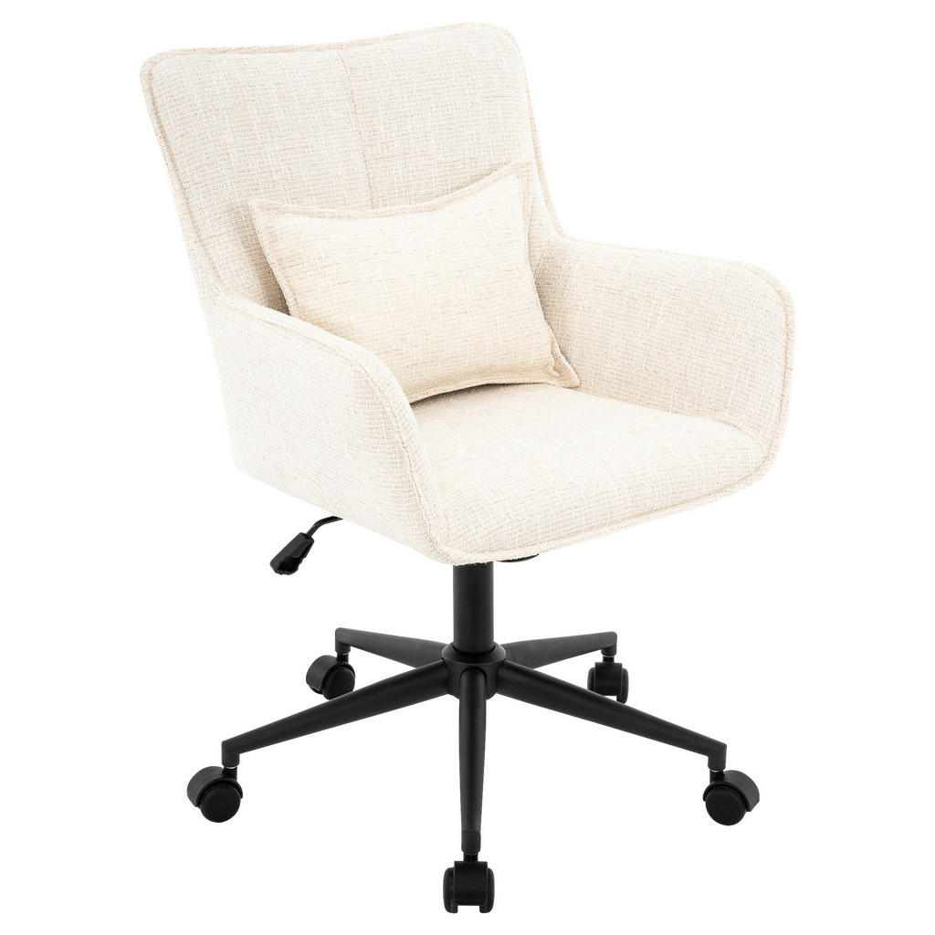 VRTLJIVI STOL kovina, tekstil krem barve, črna