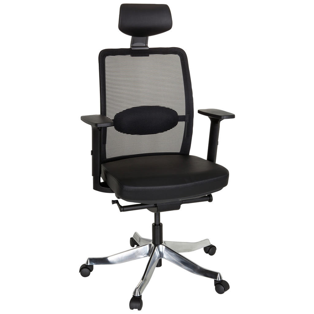 VRTLJIVI STOL tekstil, usnje črna